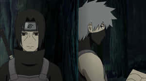 Intense Encounter - Kakashi And Itachi Face Off In A High Resolution Wallpaper Wallpaper