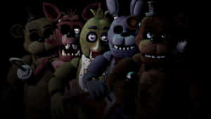 Intense Encounter With Fnaf Characters In A Haunted Setting Wallpaper