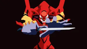Intense Eva-02 Battle Scene From Neon Genesis Evangelion Wallpaper