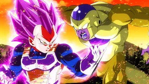 Intense Face-off Between Vegeta And Frieza Wallpaper