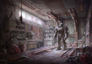 Intense Fallout 4 Power Armor In Action Wallpaper