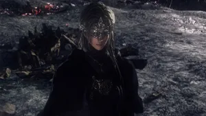 Intense Fire Keeper Standing In The Flames Wallpaper