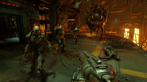 Intense First-person Shooter Battle Scene Wallpaper