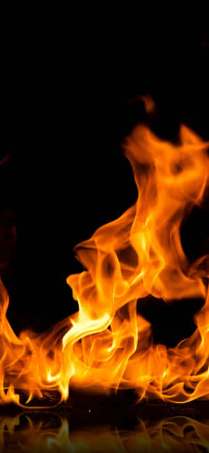 Intense Flames Dark Background Wallpaper