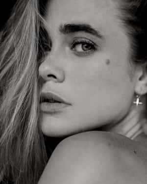 Intense_ Gaze_ Portrait_ Black_and_ White Wallpaper