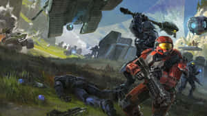 Intense Halo Battle In Action Wallpaper