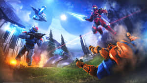 Intense Halo Battle Scene Wallpaper