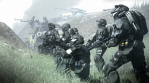 Intense Halo Battle Scene Wallpaper