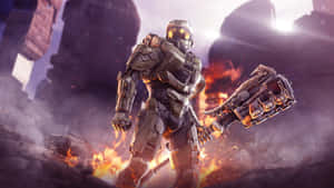 Intense Halo Battle Scene In High Resolution Wallpaper