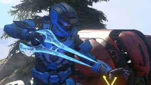 Intense Halo Energy Sword In Action Wallpaper