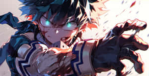 Intense Hero Midoriya Action Wallpaper