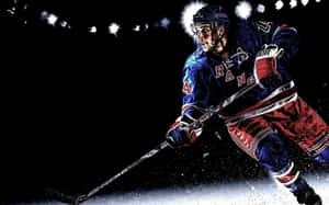 Intense Hockey Playerin Action Wallpaper