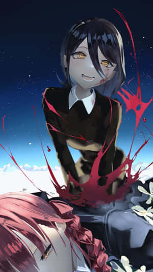 Intense Illustration Of Nayuta From Chainsaw Man Wallpaper