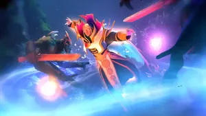 Intense Invoker Casting A Spell In Dota 2 Battle Wallpaper