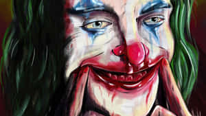 Intense Joker Painting Showcasing The Dark Side Of A Twisted Mind Wallpaper