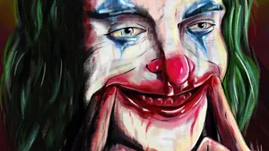 Intense Joker Painting Showcasing The Dark Side Of A Twisted Mind Wallpaper