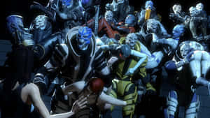 Intense Mass Effect Multiplayer Battle Scene Wallpaper