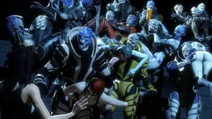 Intense Mass Effect Multiplayer Battle Scene Wallpaper