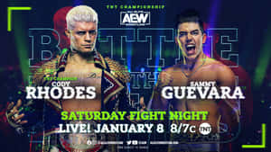 Intense Match Between Cody Rhodes And Sammy Guevara In Tnt Championship Wallpaper