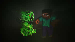 Intense Minecraft Battle In The Wild Wallpaper