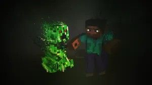 Intense Minecraft Battle In The Wild Wallpaper