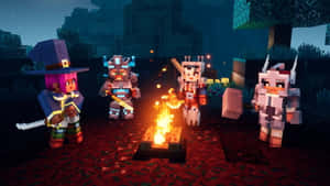 Intense Minecraft Battle Scene Wallpaper