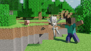 Intense Minecraft Battle Scene Wallpaper