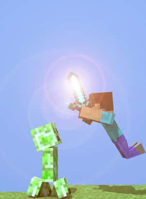 Intense Minecraft Battle Scene Wallpaper