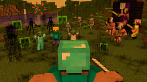 Intense Minecraft Battle Scene Wallpaper