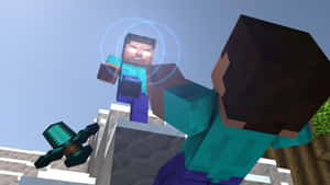 Intense Minecraft Battle Scene Wallpaper