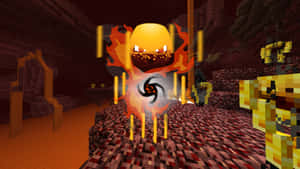 Intense Minecraft Blaze Battle In The Nether Wallpaper