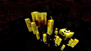 Intense Minecraft Blaze Battle In The Nether Wallpaper