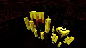 Intense Minecraft Blaze Battle In The Nether Wallpaper