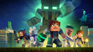 Intense Minecraft Fight Scene Wallpaper