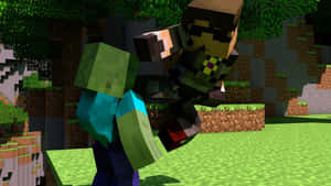 Intense Minecraft Pvp Duel Wallpaper