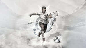 Intense Moment Of Soccer Dribbling Action Wallpaper
