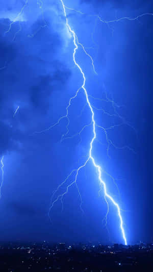 Intense Nighttime Lightning Strike Wallpaper