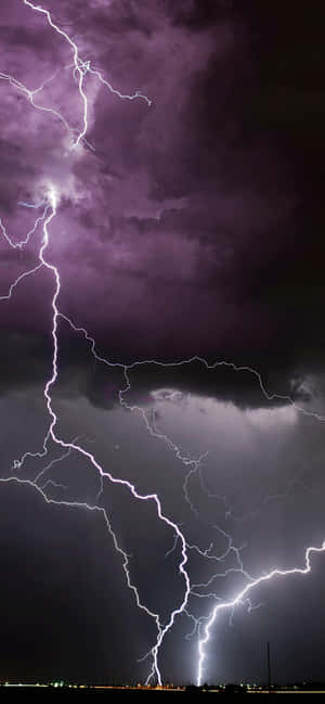 Intense Nighttime Lightning Strike Wallpaper