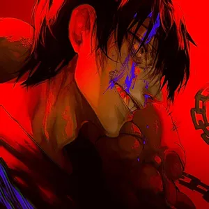 Intense Red Anime Character Wallpaper