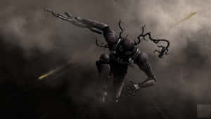 Intense Scary Venom Staring Down With Rage Wallpaper