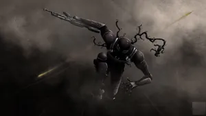 Intense Scary Venom Staring Down With Rage Wallpaper