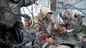 Intense Ship Combat In Assassin's Creed 4: Black Flag Wallpaper