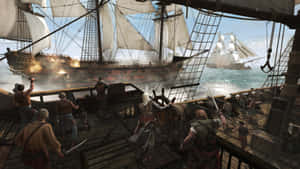 Intense Ship Combat In Assassin's Creed 4: Black Flag Wallpaper