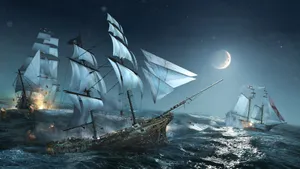Intense Ship Combat In Assassin's Creed 4: Black Flag Wallpaper