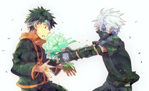 Intense Showdown Between Kakashi And Tobi In An Epic Battle Wallpaper