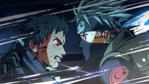 Intense Showdown Between Legendary Ninja - Kakashi And Tobi Wallpaper