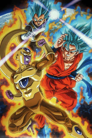 Intense Showdown Between Vegeta And Frieza Wallpaper