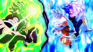 Intense Showdown: Vegeta And Broly Wallpaper