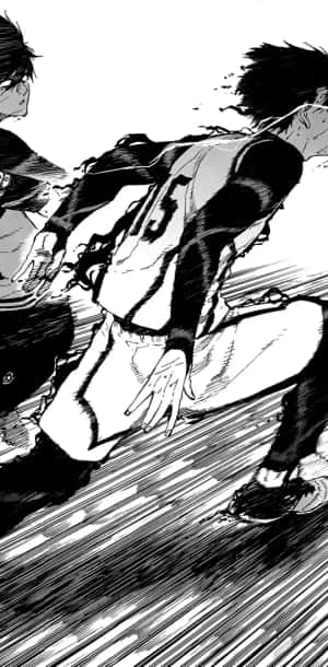 Intense Soccer Action Manga Scene Wallpaper