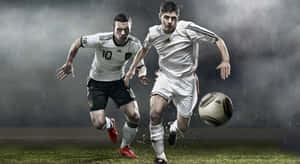 Intense Soccer Match Action Wallpaper